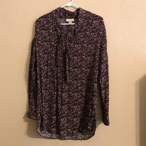 LOFT small tunic dress blouse paisley print